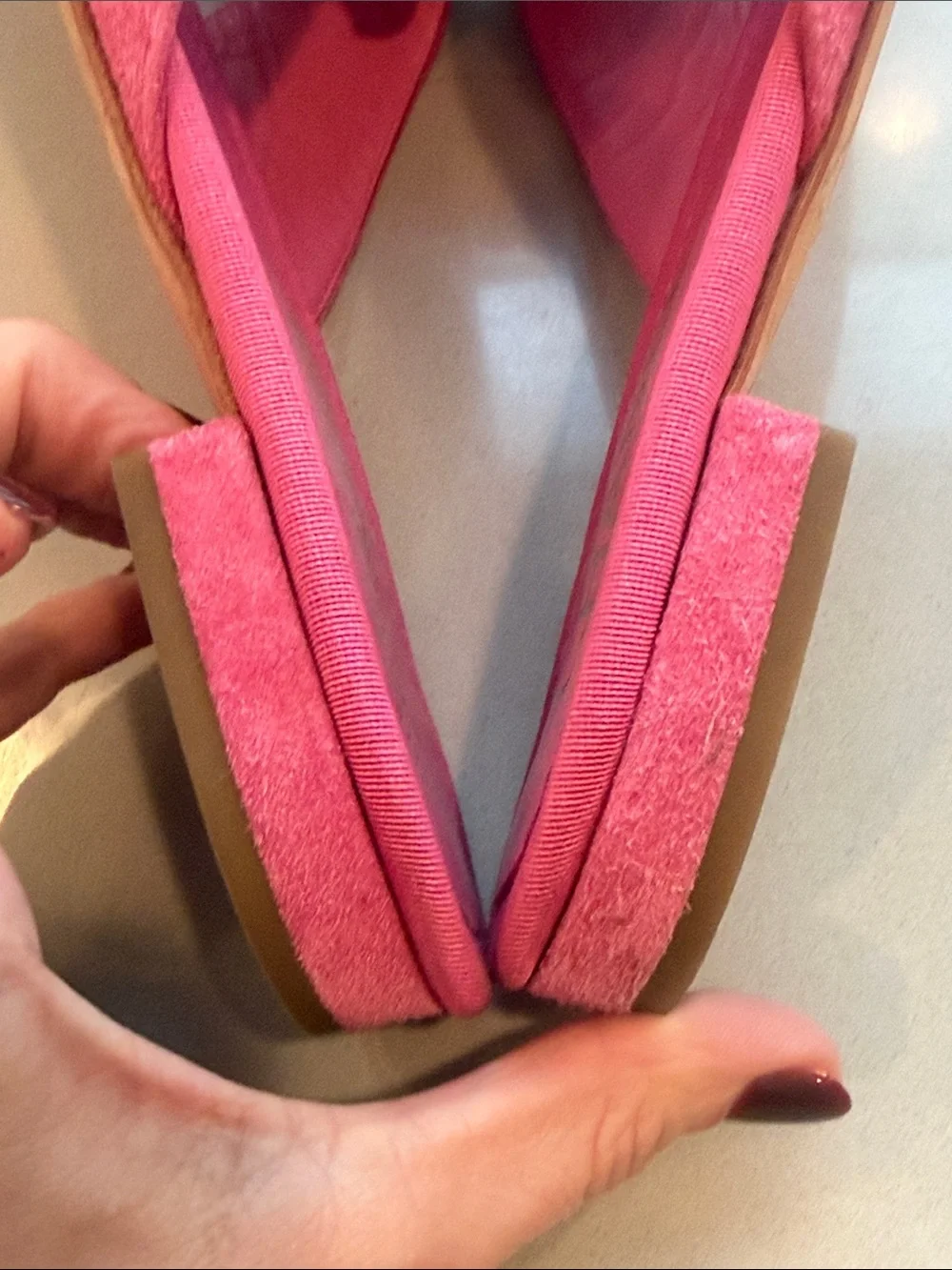 CHANEL Pink Fuchsia Suede Camellia Coco Mark Thong Sandals Size 41c